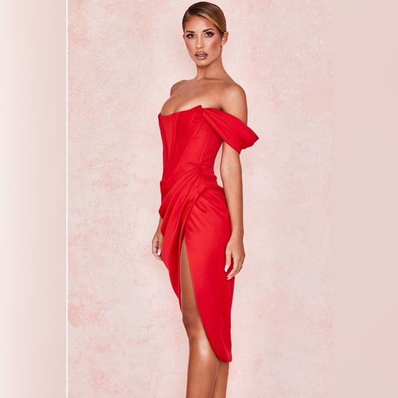 House of CB London Red Loretta Dress Size L+ 14-16 - Picture 14 of 14